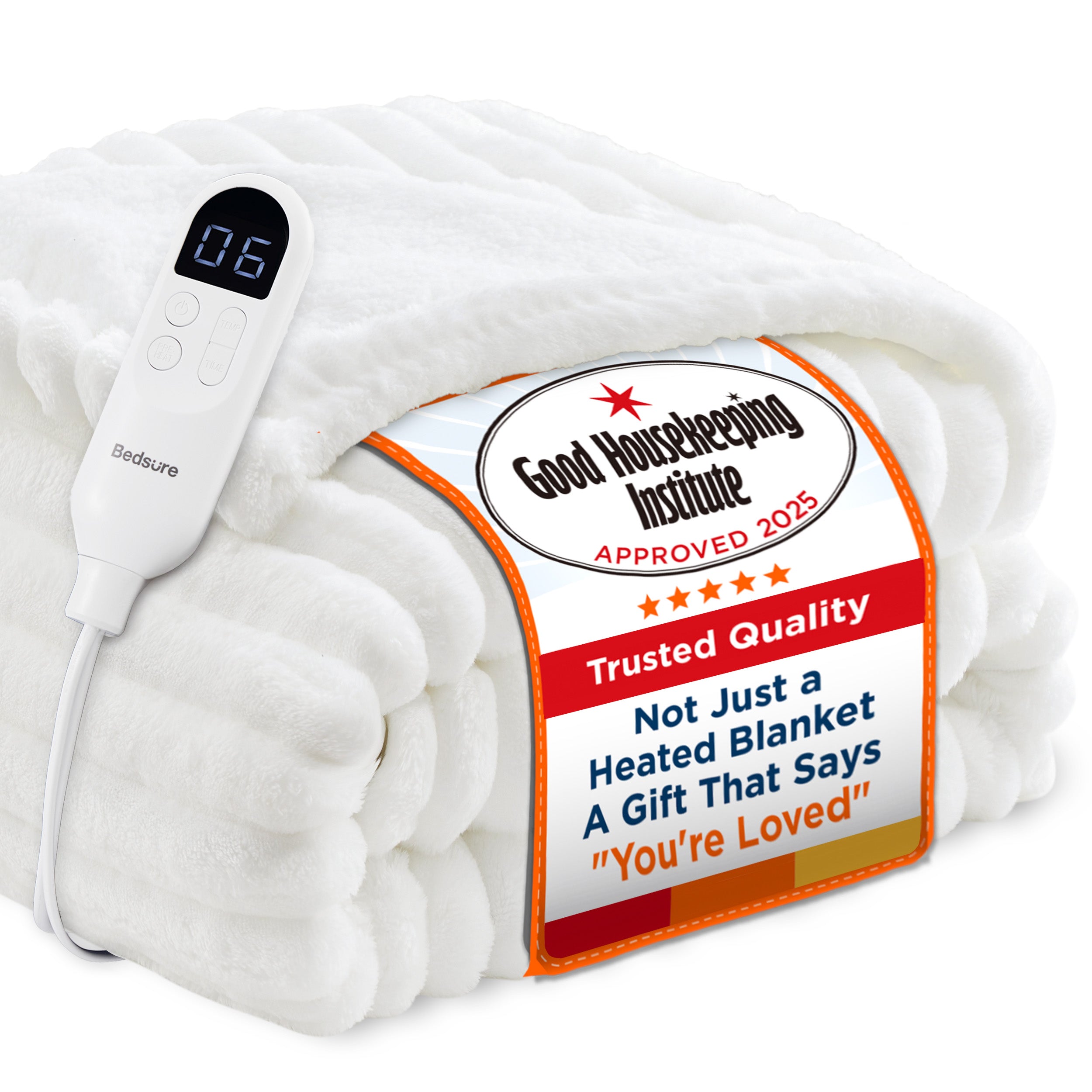 Striped Flannel Heated Blanket