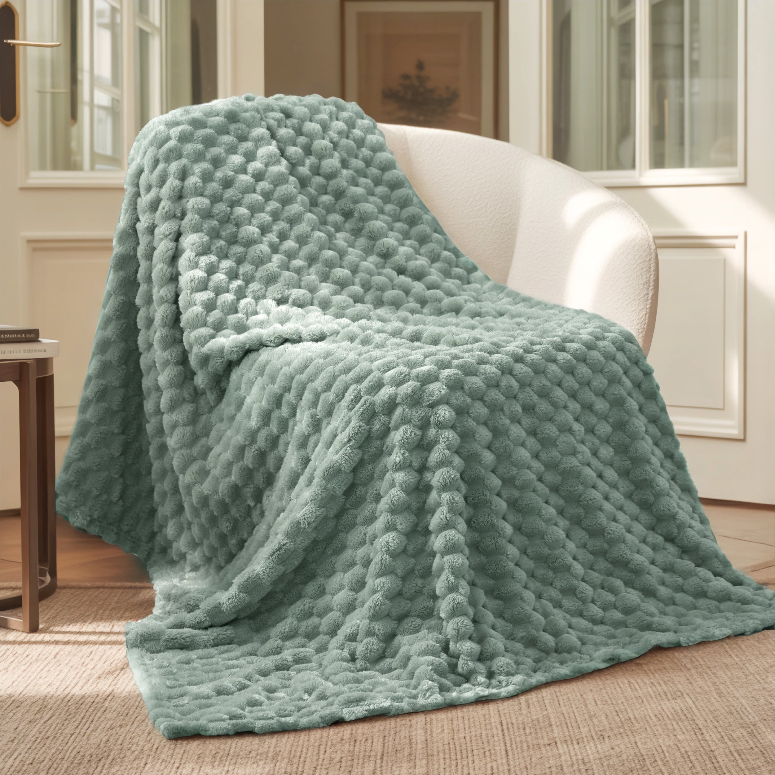 Textured Bubble Flannel Fleece Blanket