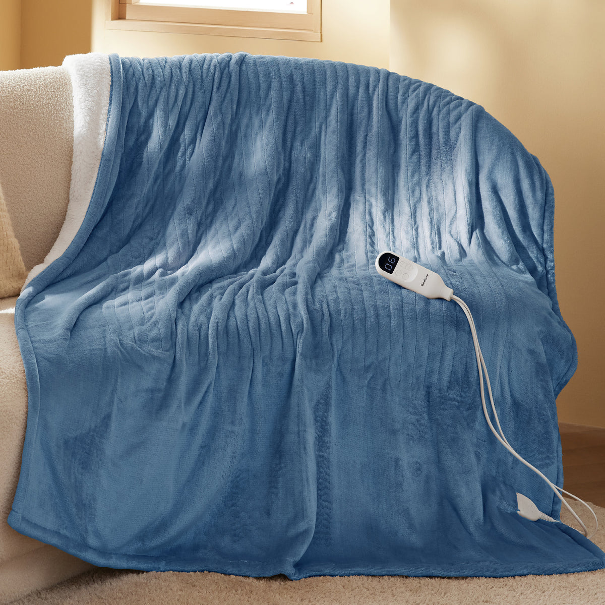 Solid Flannel Heated Blanket