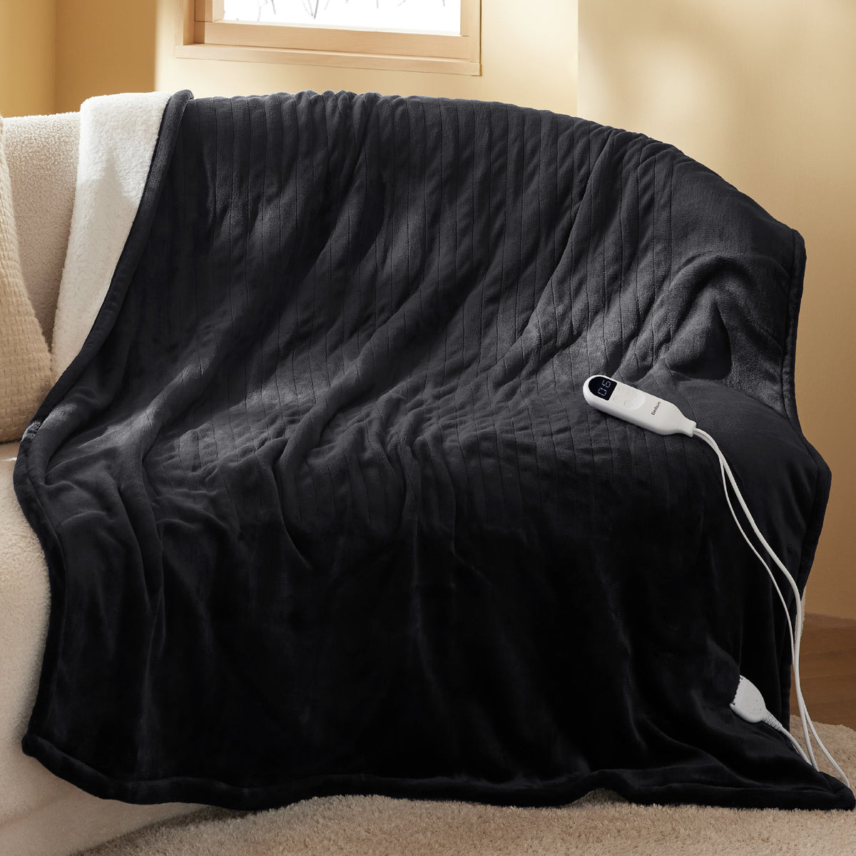 Solid Flannel Heated Blanket