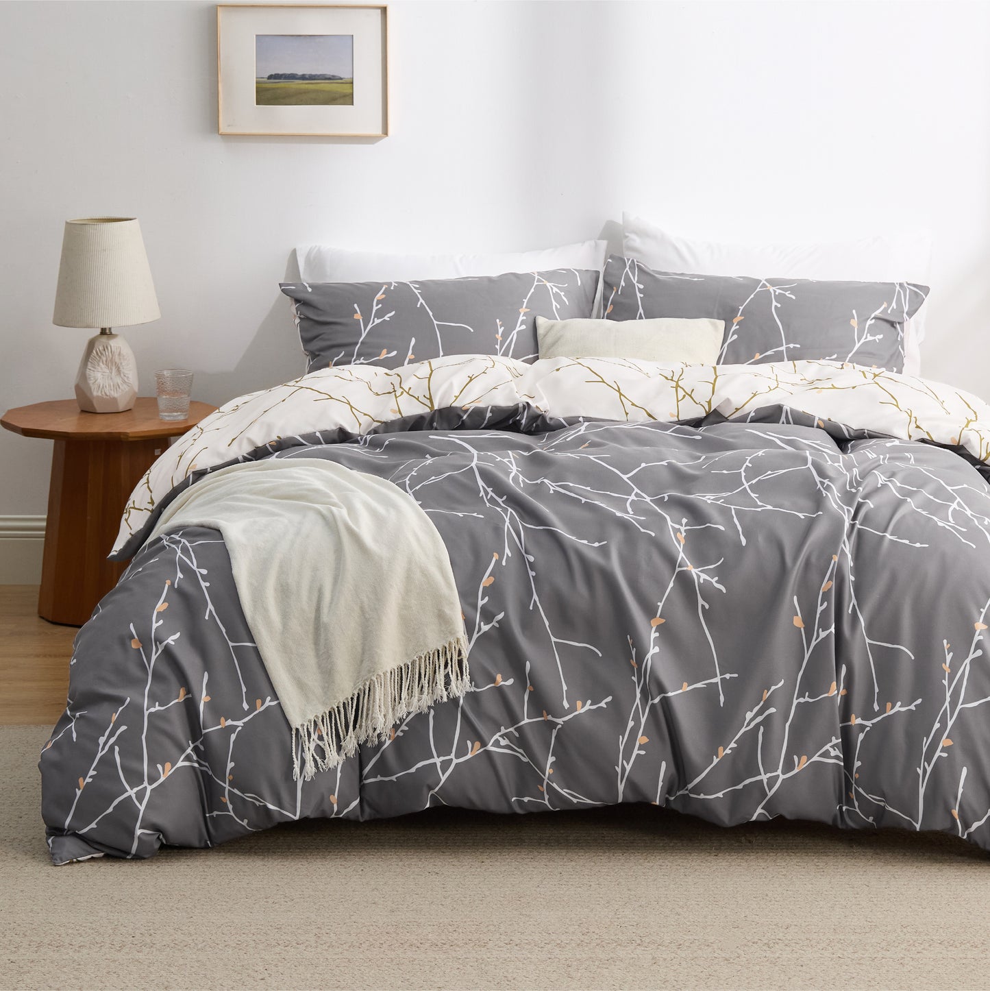 Patterned Polyester Microfiber Duvet Cover Set