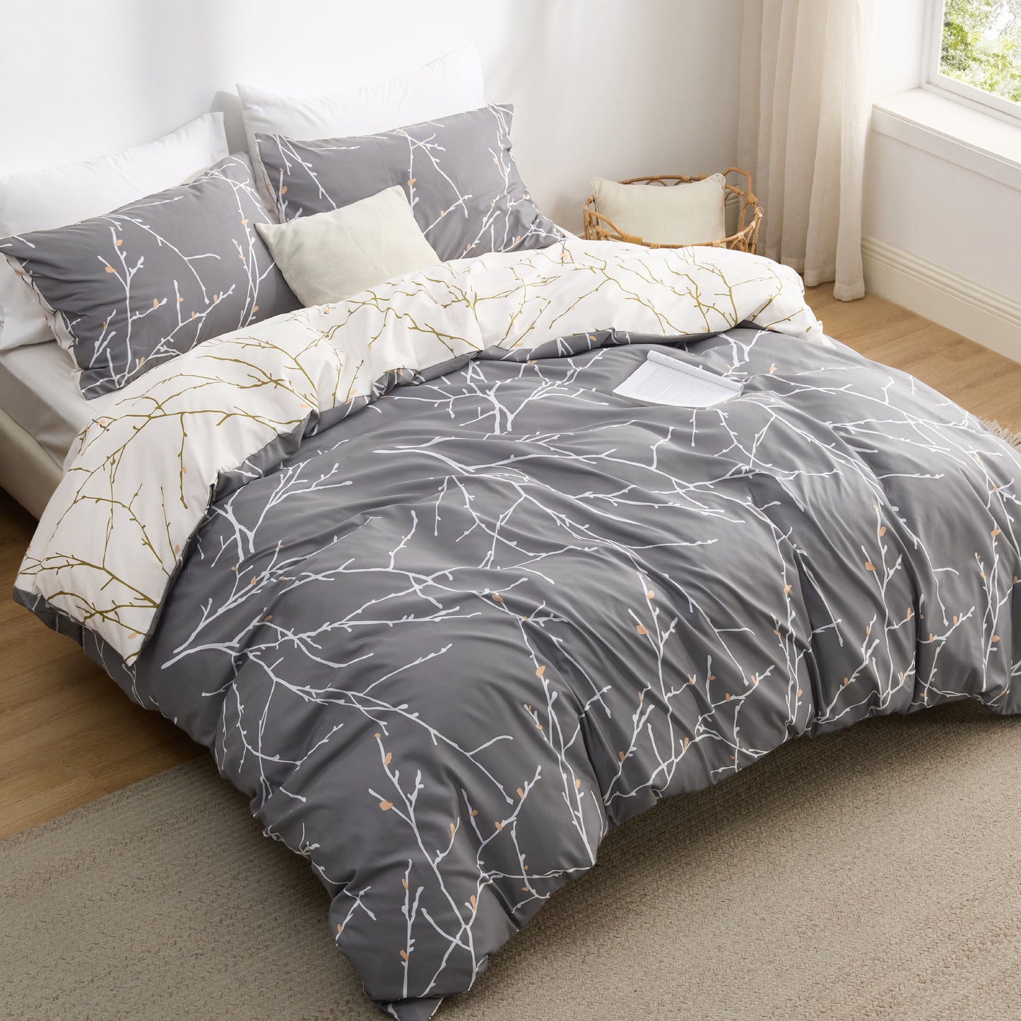 Patterned Polyester Microfiber Duvet Cover Set