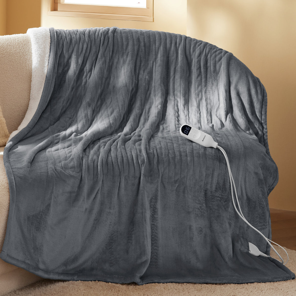 Solid Flannel Heated Blanket