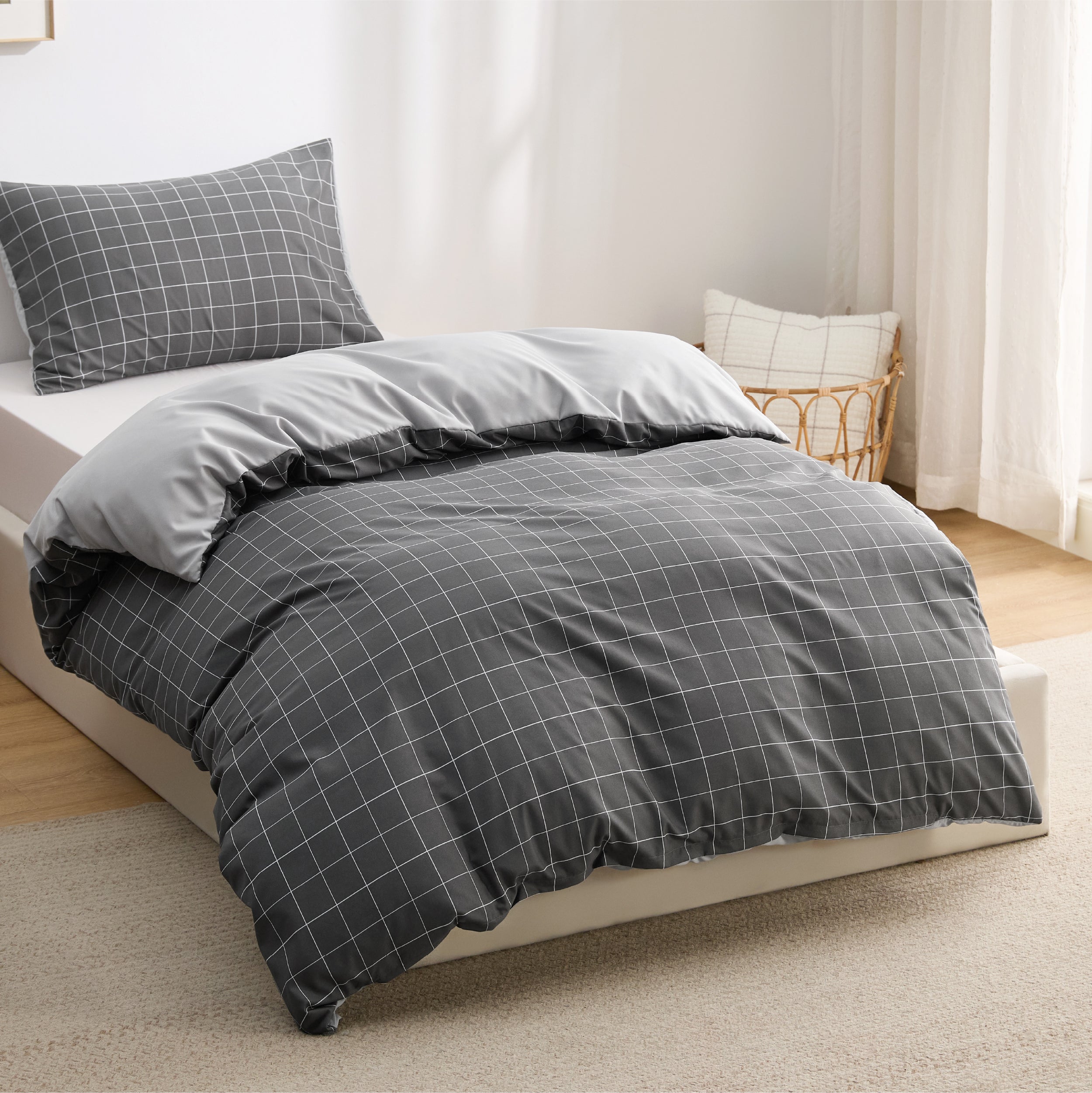 Patterned Polyester Microfiber Duvet Cover Set