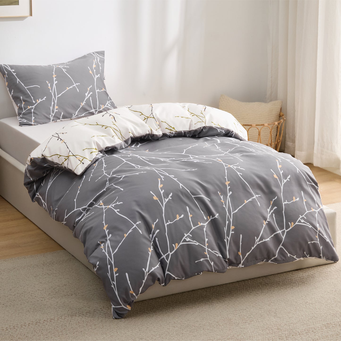 Patterned Polyester Microfiber Duvet Cover Set