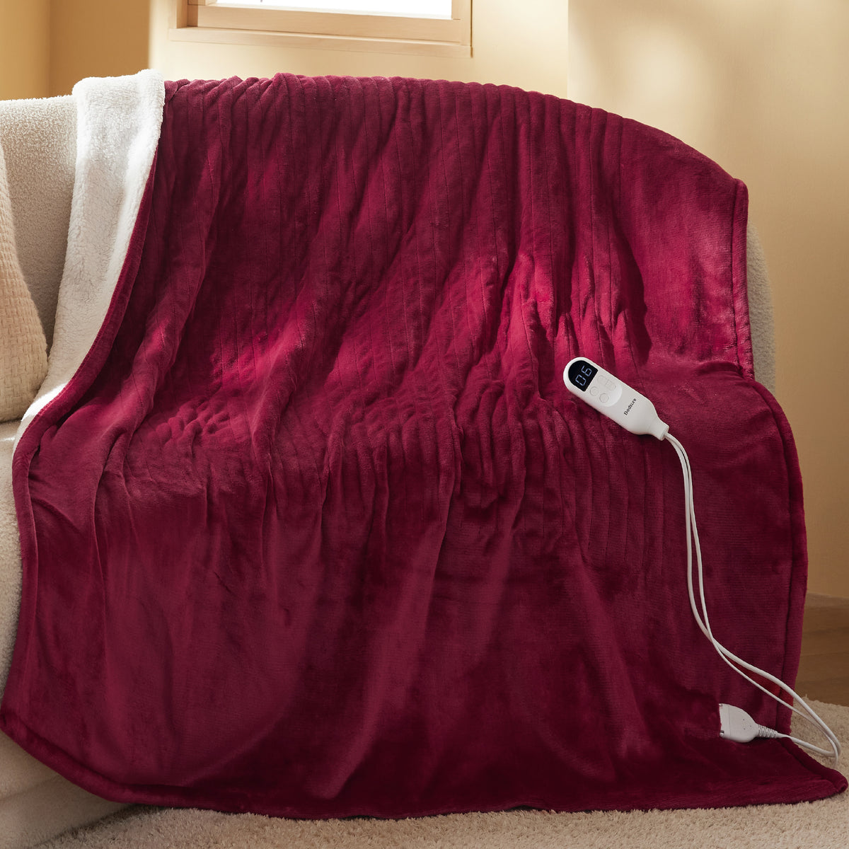 Solid Flannel Heated Blanket