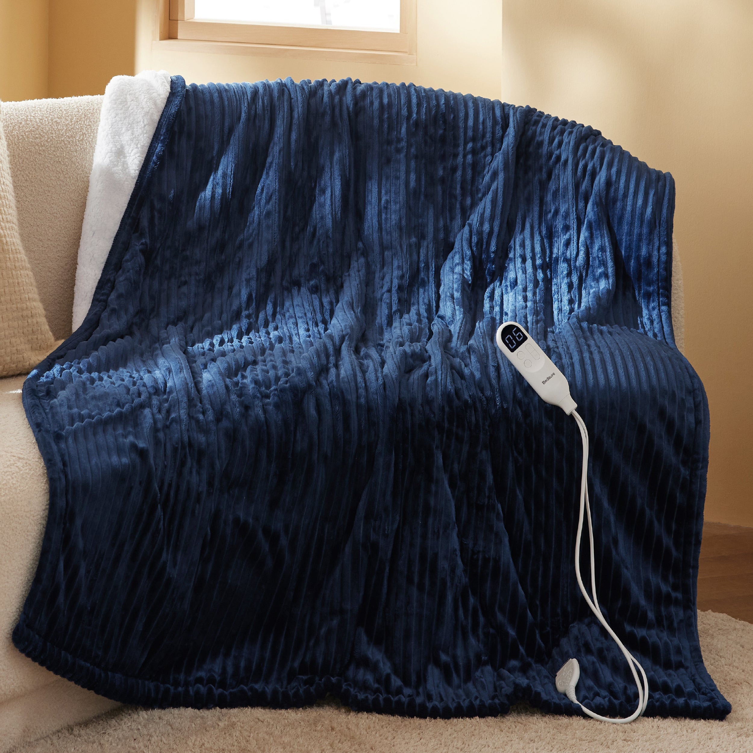 GentleSoft® Ribbed Flannel Heated Blanket