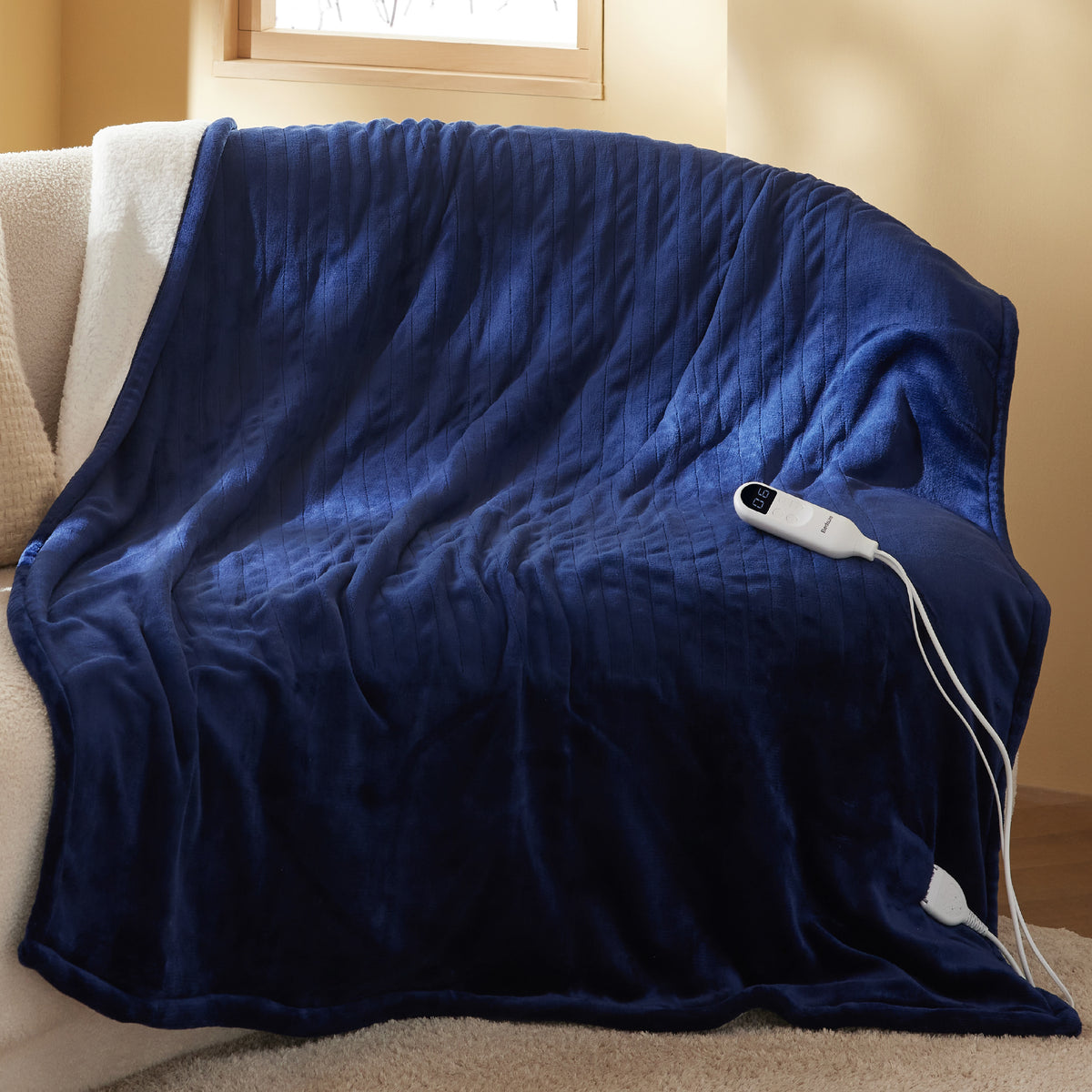Solid Flannel Heated Blanket