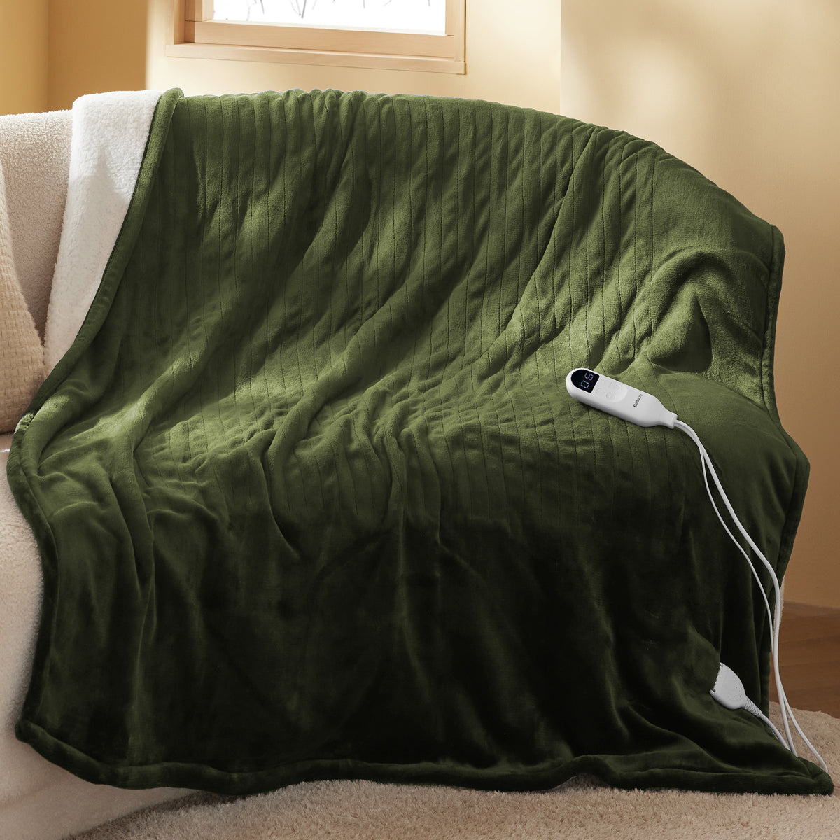 Solid Flannel Heated Blanket