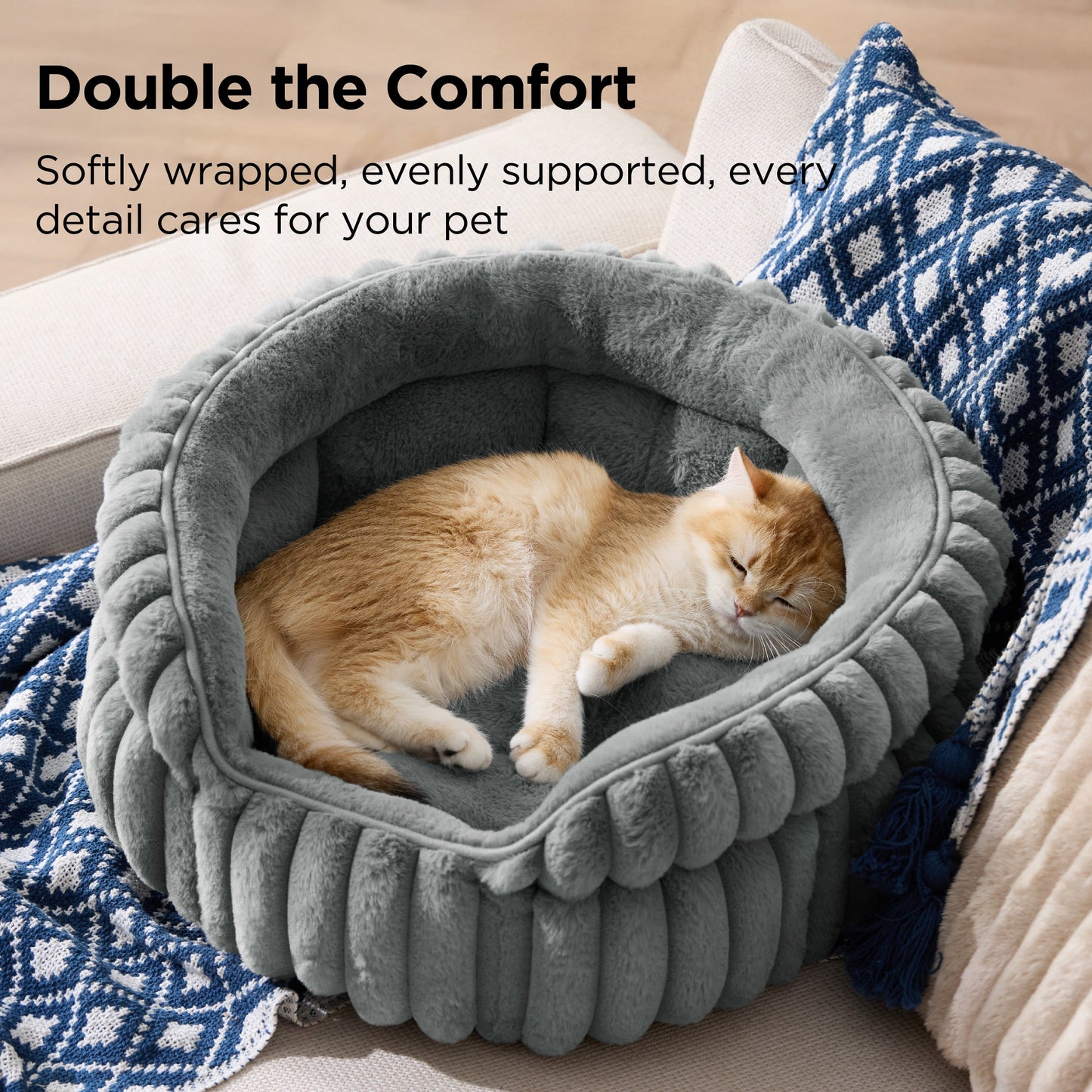 Double-Layer Faux Fur Pet Bed