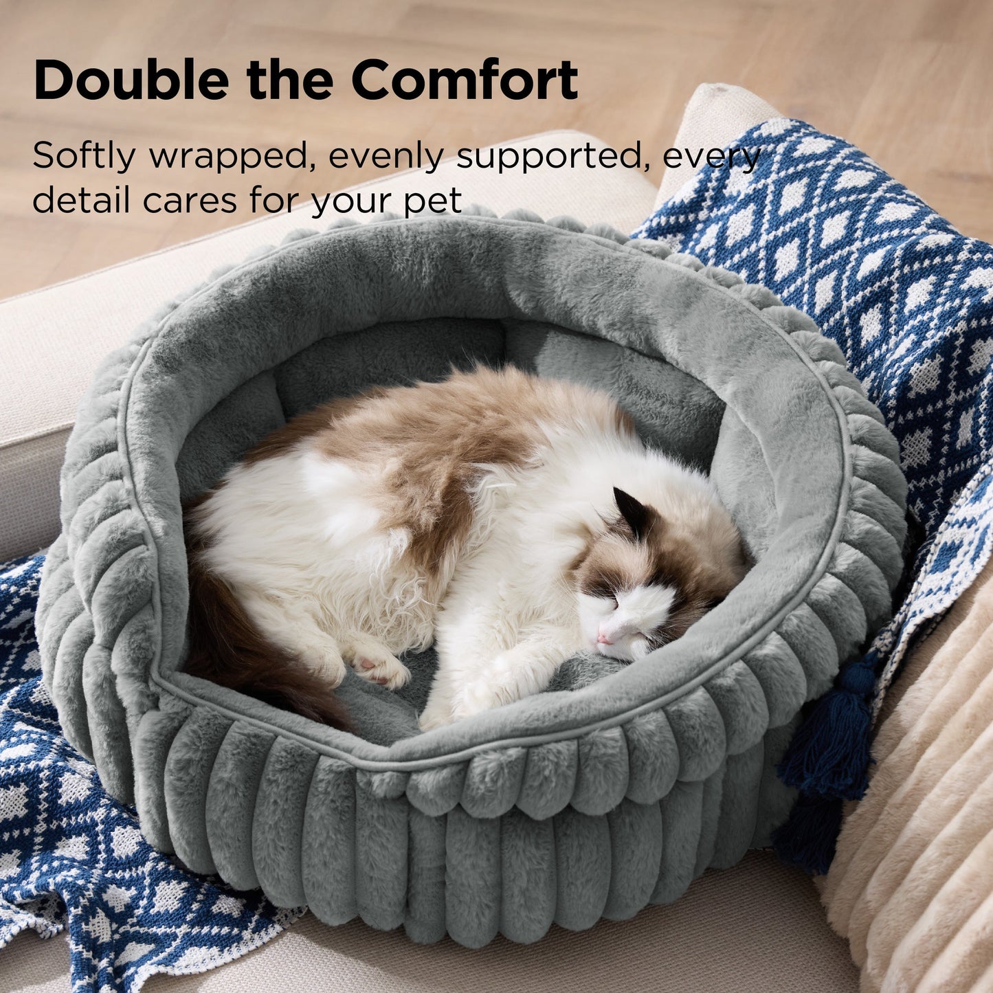 Double-Layer Faux Fur Pet Bed
