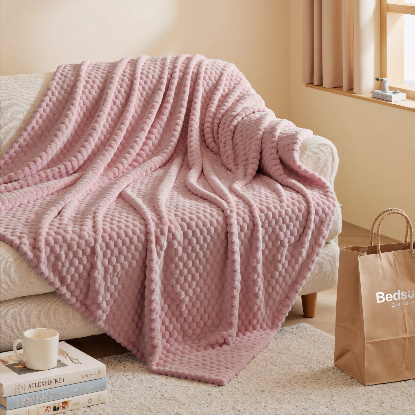 Textured Bubble Flannel Fleece Blanket