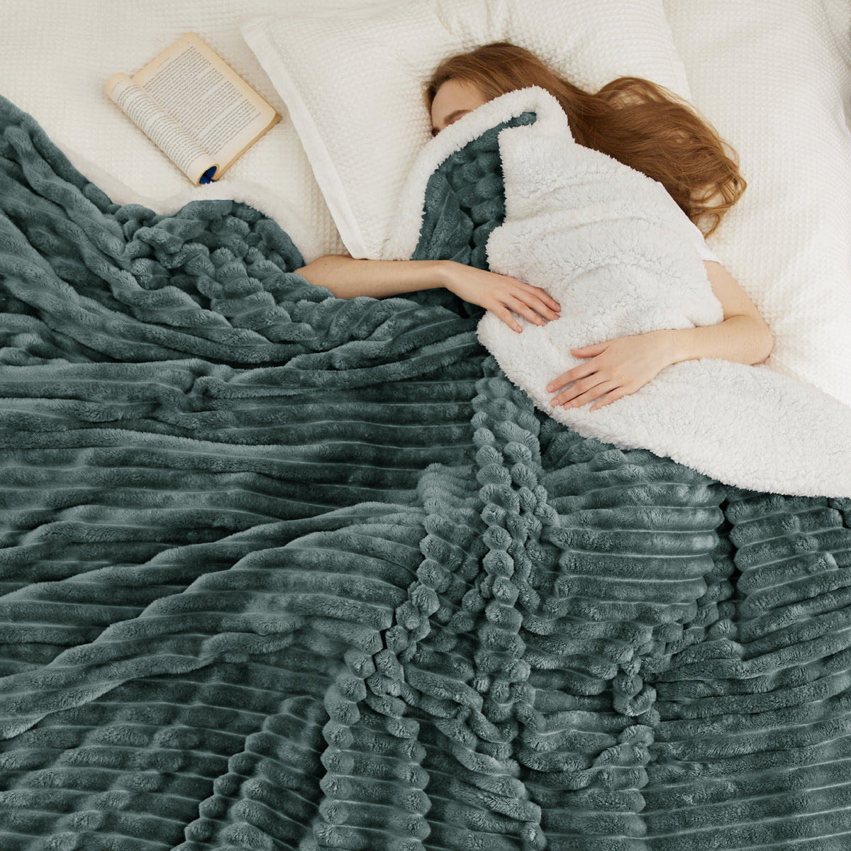 Acquard Stripes Shaggy Sherpa Blanket