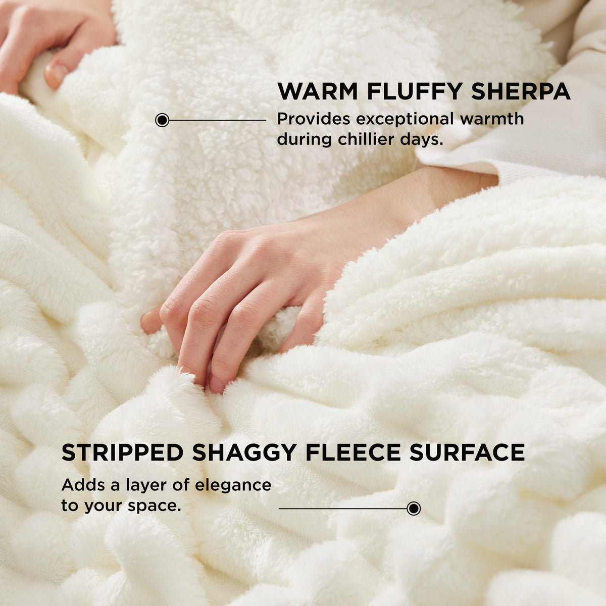 Acquard Stripes Shaggy Sherpa Blanket