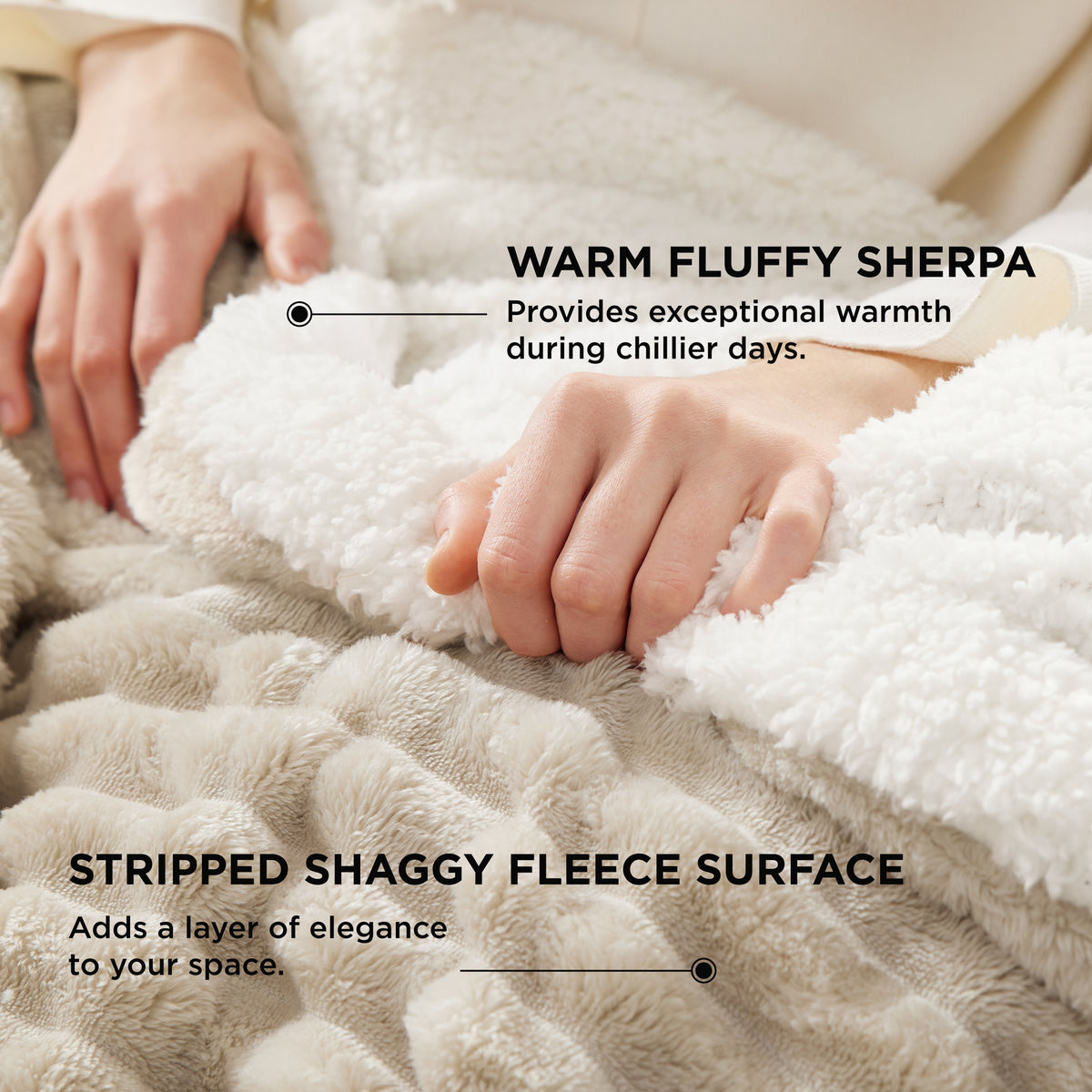 Acquard Stripes Shaggy Sherpa Blanket