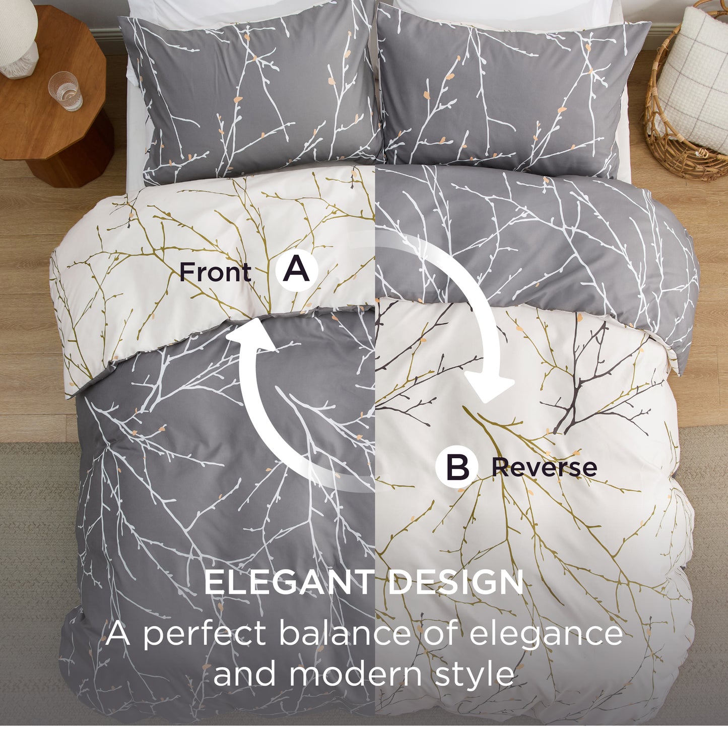 Patterned Polyester Microfiber Duvet Cover Set