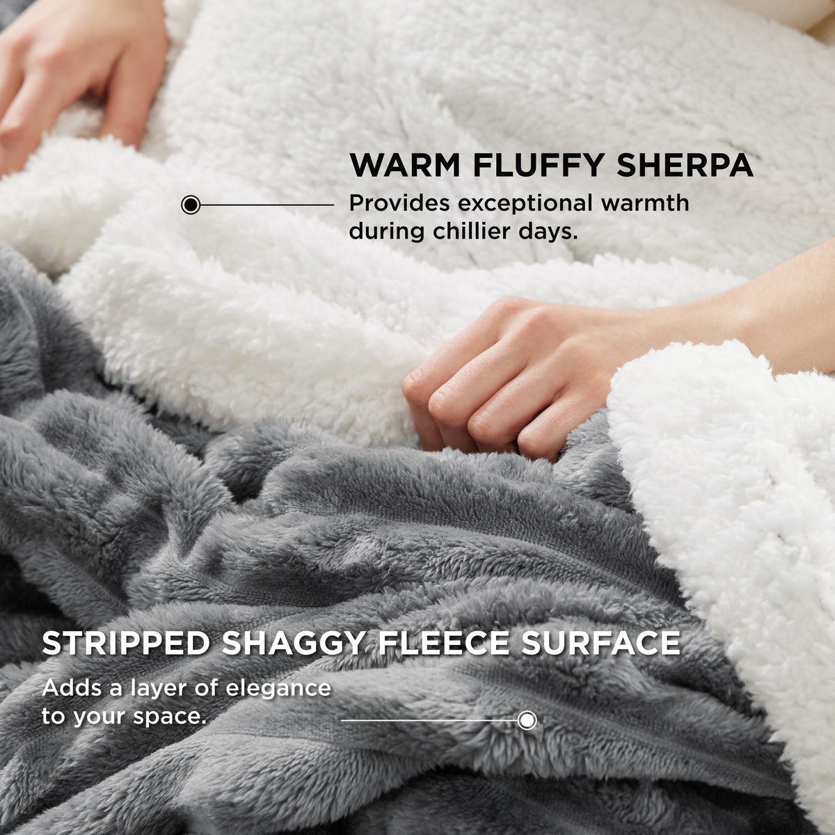 Acquard Stripes Shaggy Sherpa Blanket