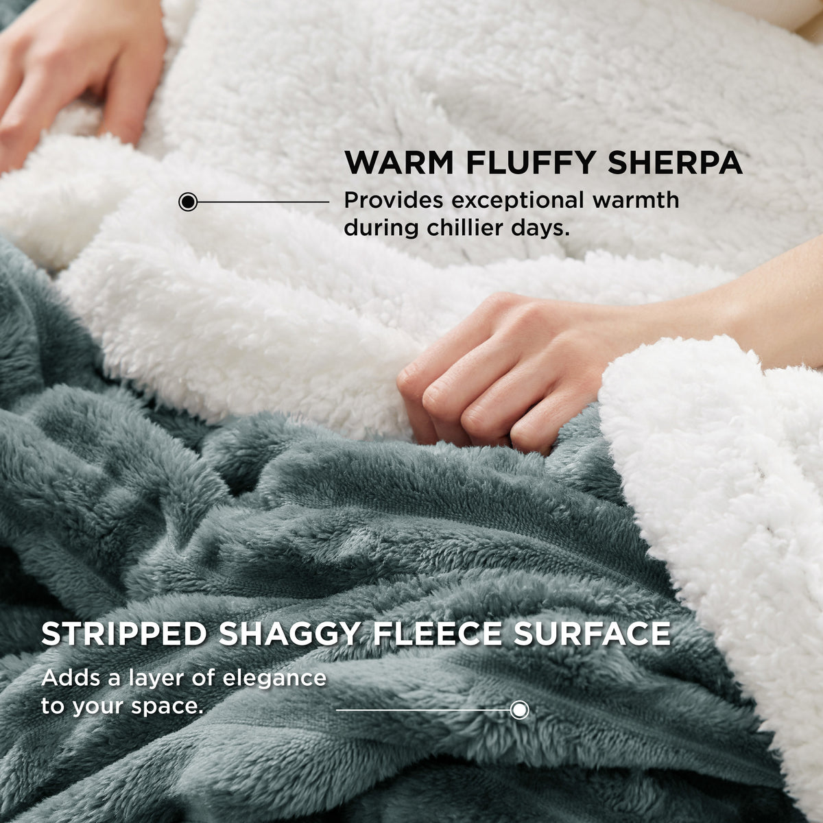 Acquard Stripes Shaggy Sherpa Blanket