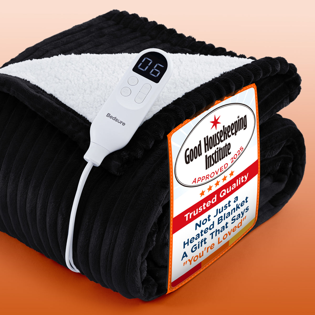 GentleSoft® Ribbed Flannel Heated Blanket