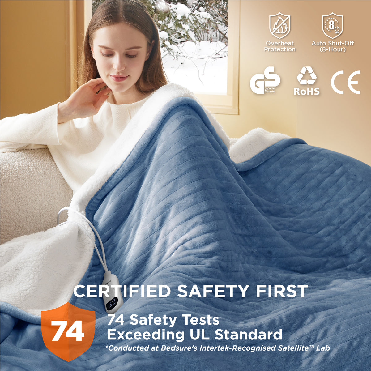 Solid Flannel Heated Blanket