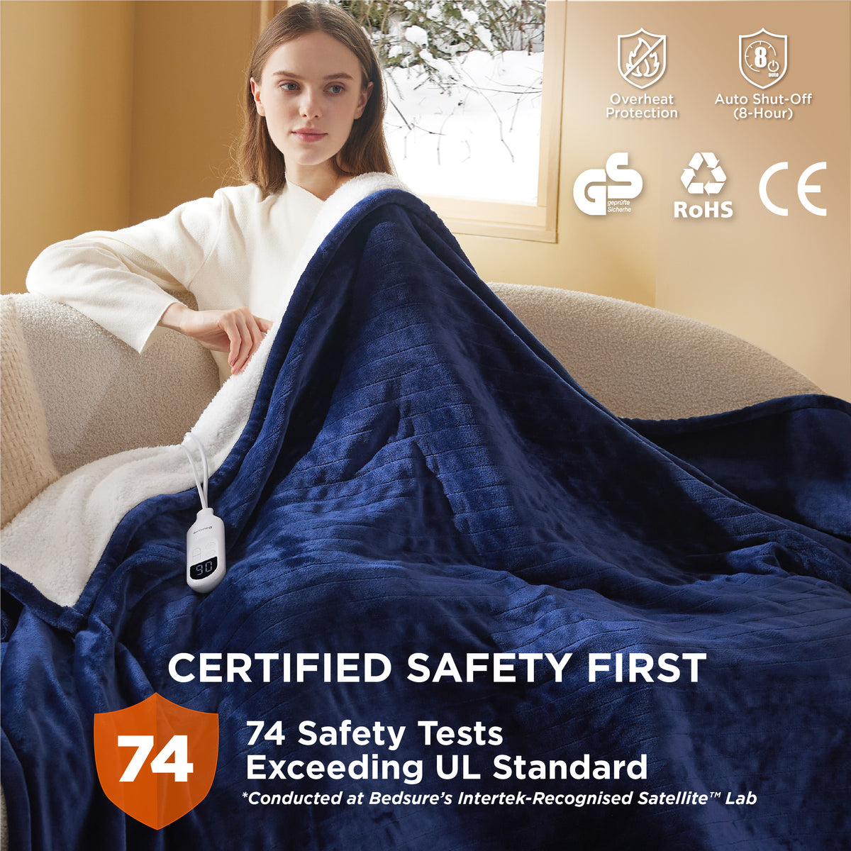 Solid Flannel Heated Blanket
