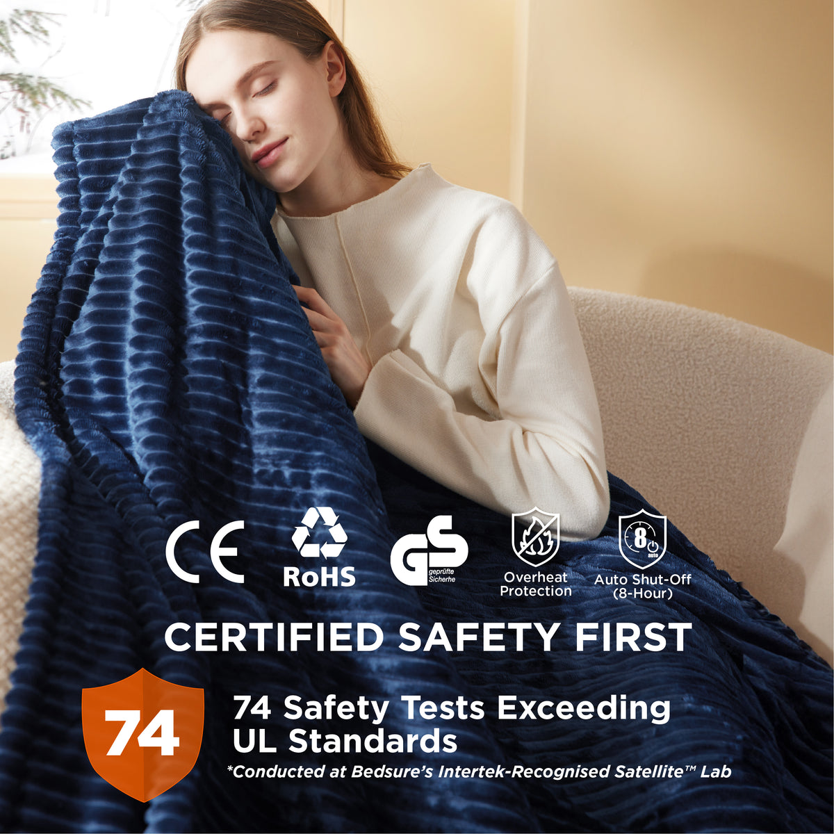 GentleSoft® Ribbed Flannel Heated Blanket