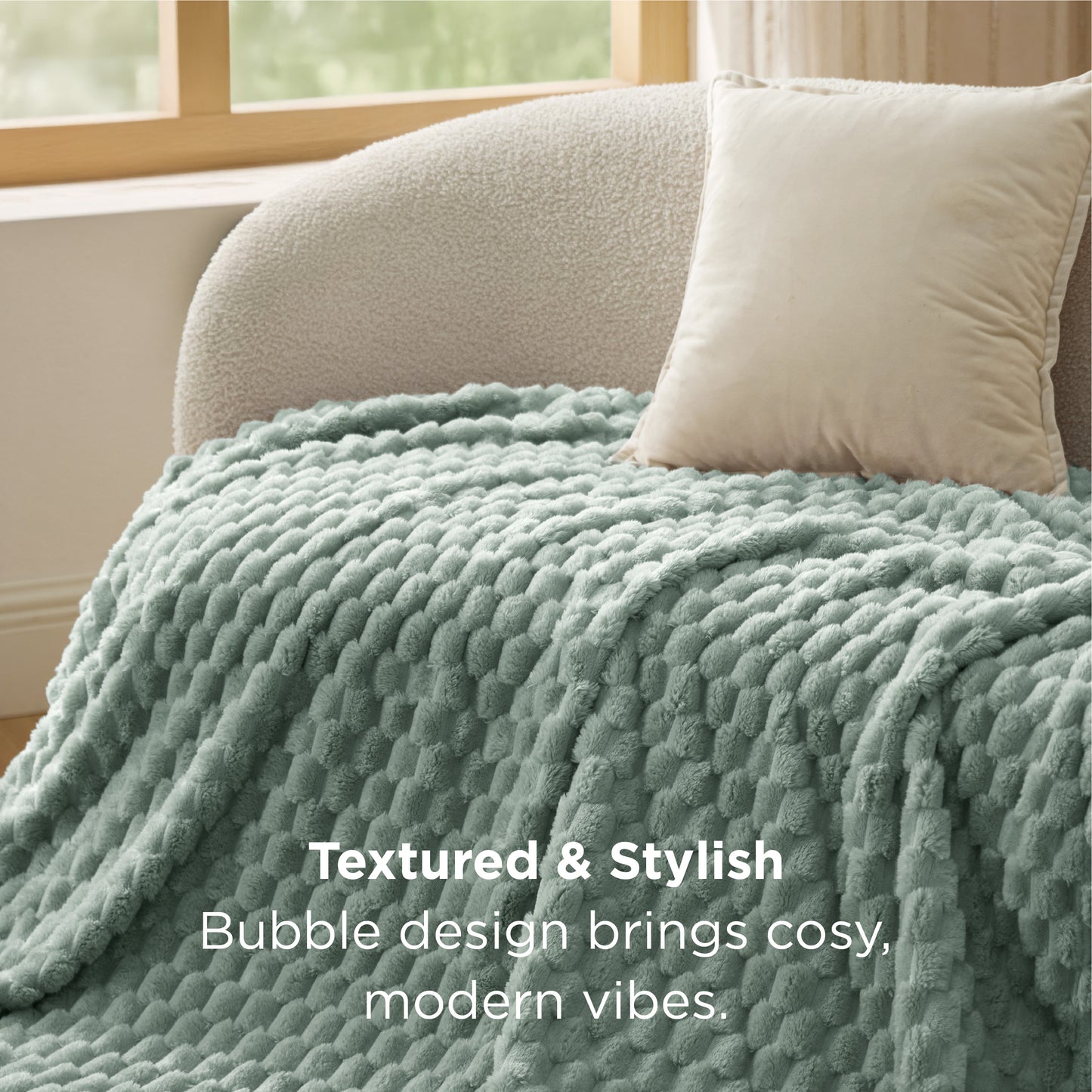 Textured Bubble Flannel Fleece Blanket