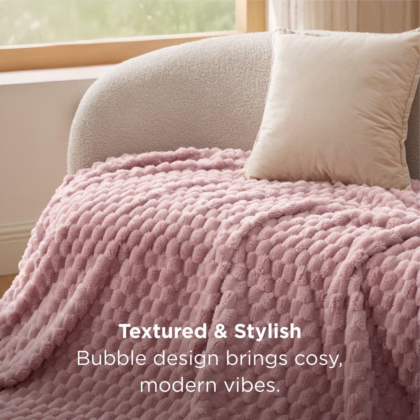 Textured Bubble Flannel Fleece Blanket