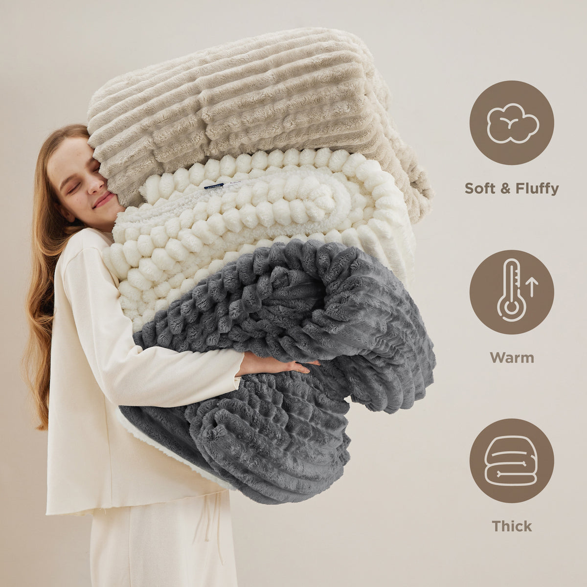 Acquard Stripes Shaggy Sherpa Blanket