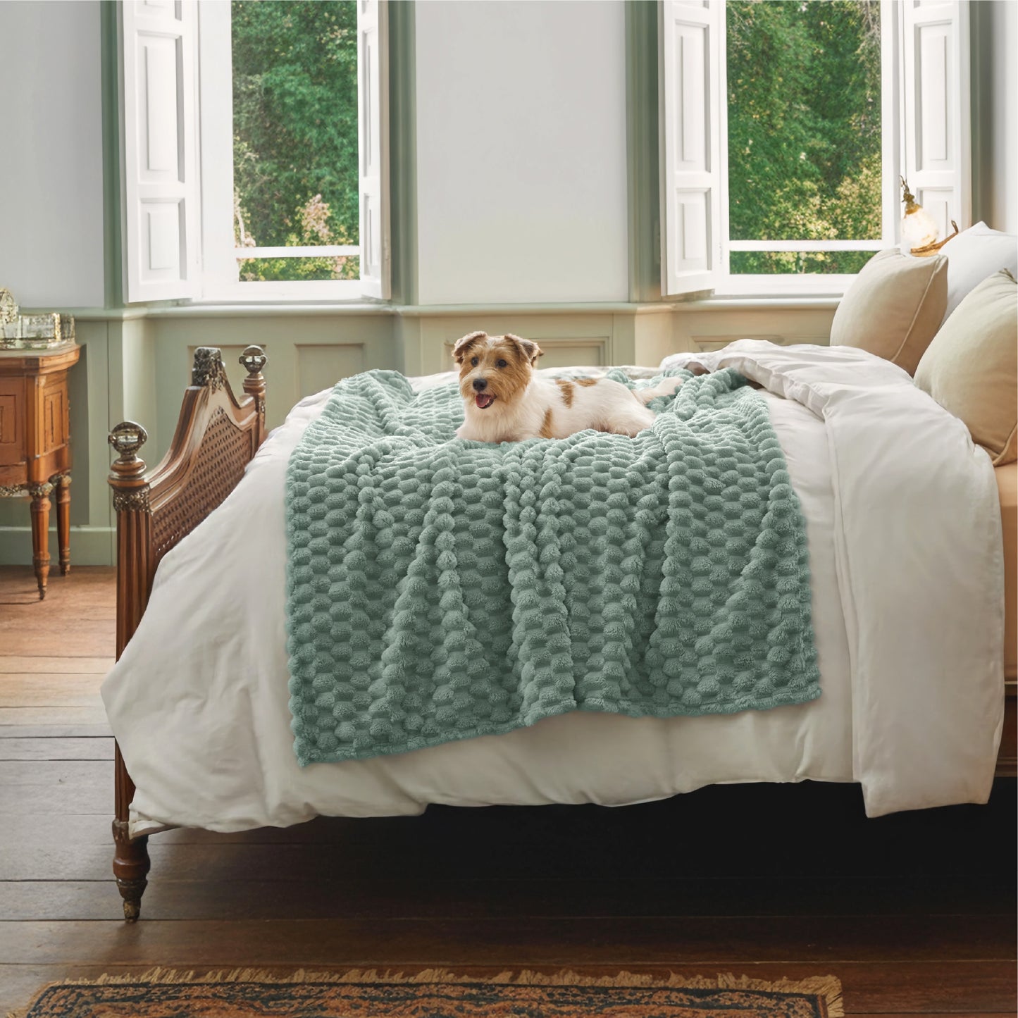 Textured Bubble Flannel Fleece Blanket