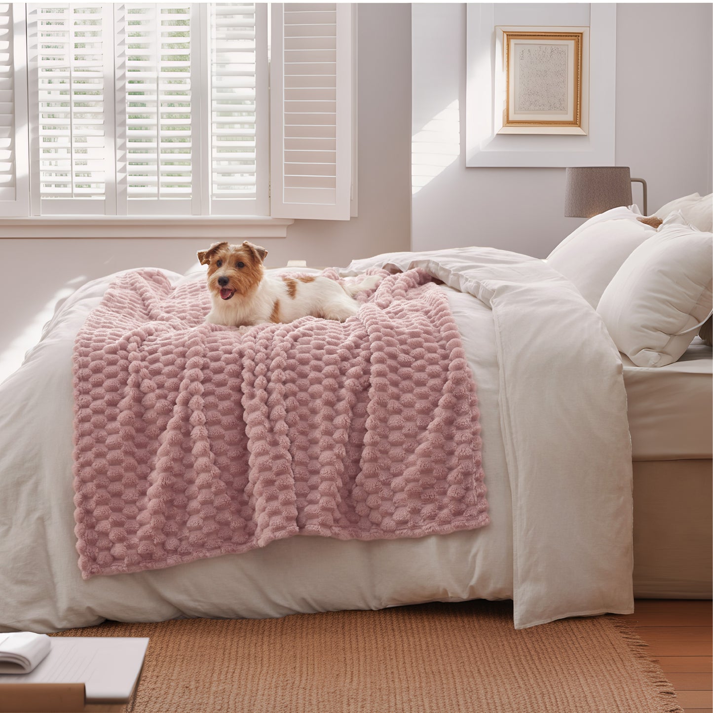 Textured Bubble Flannel Fleece Blanket