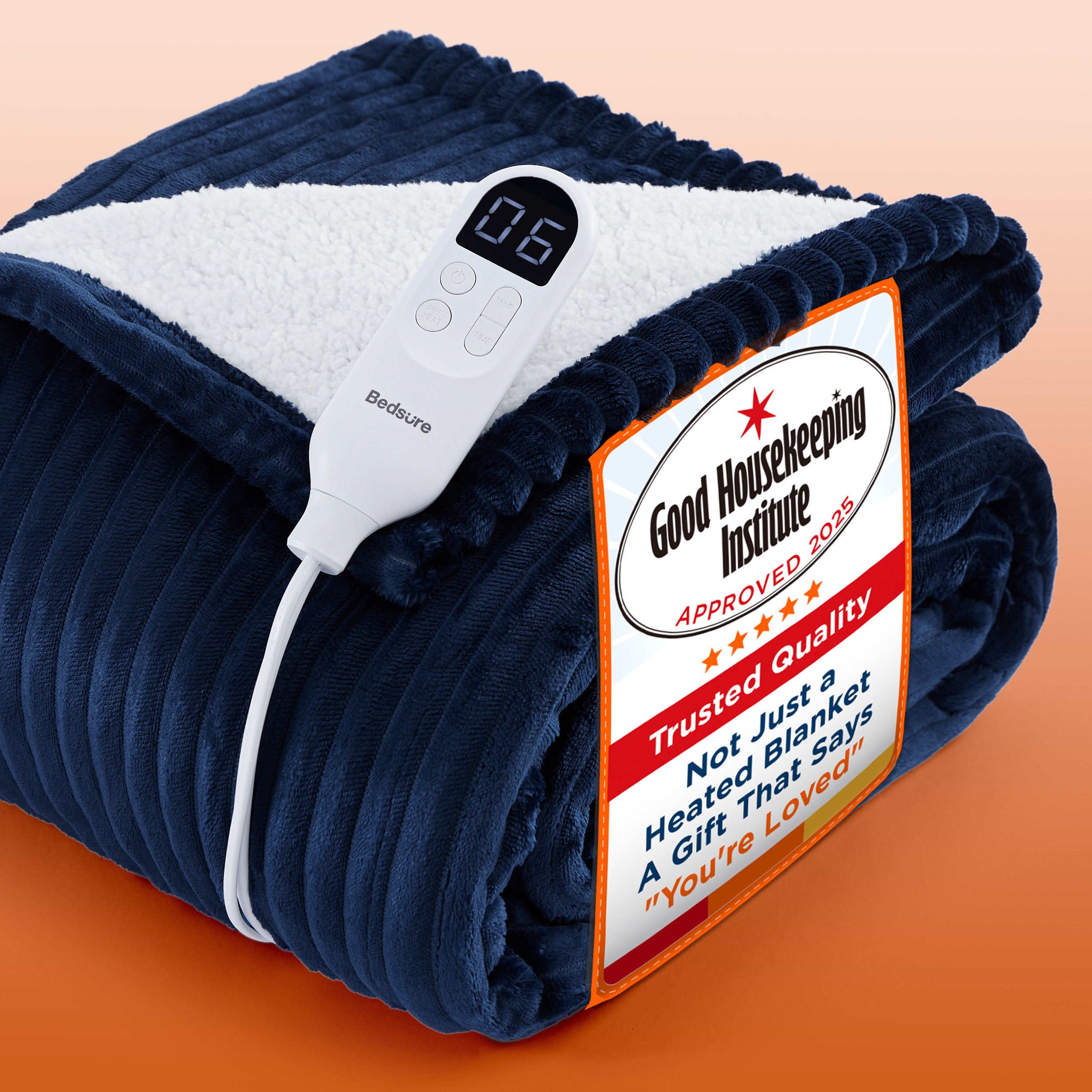 GentleSoft® Ribbed Flannel Heated Blanket