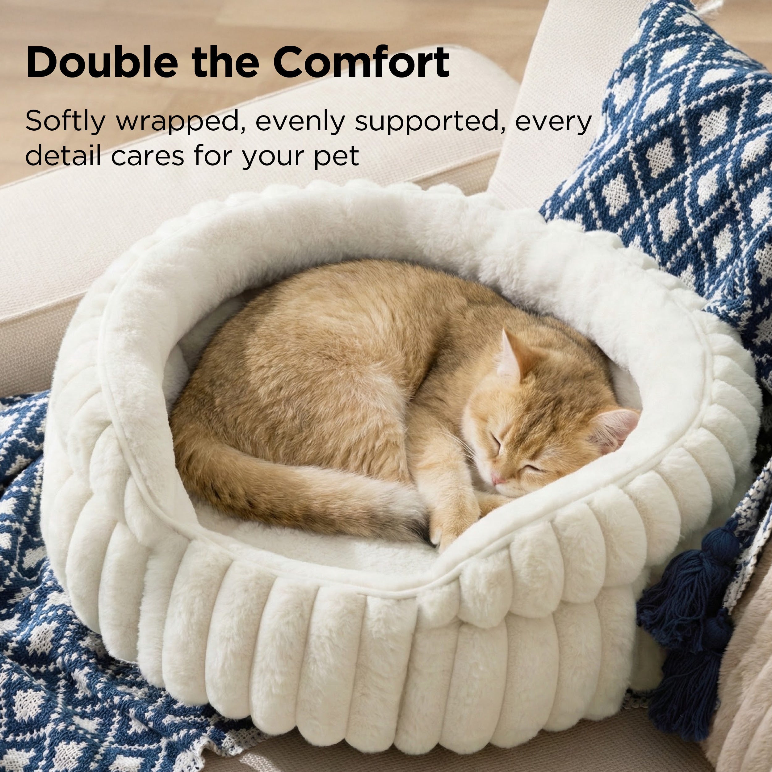 Double-Layer Faux Fur Pet Bed