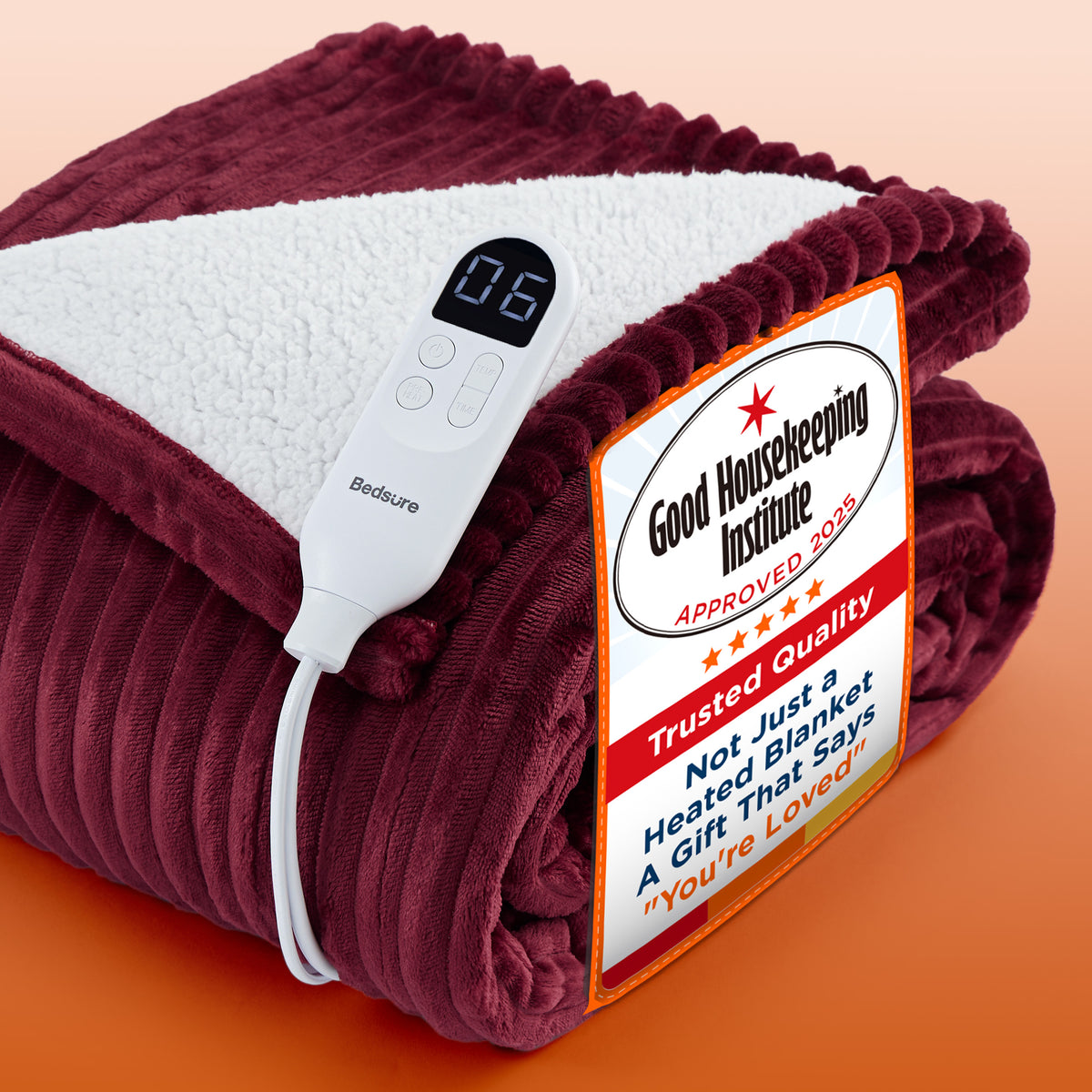 GentleSoft® Ribbed Flannel Heated Blanket