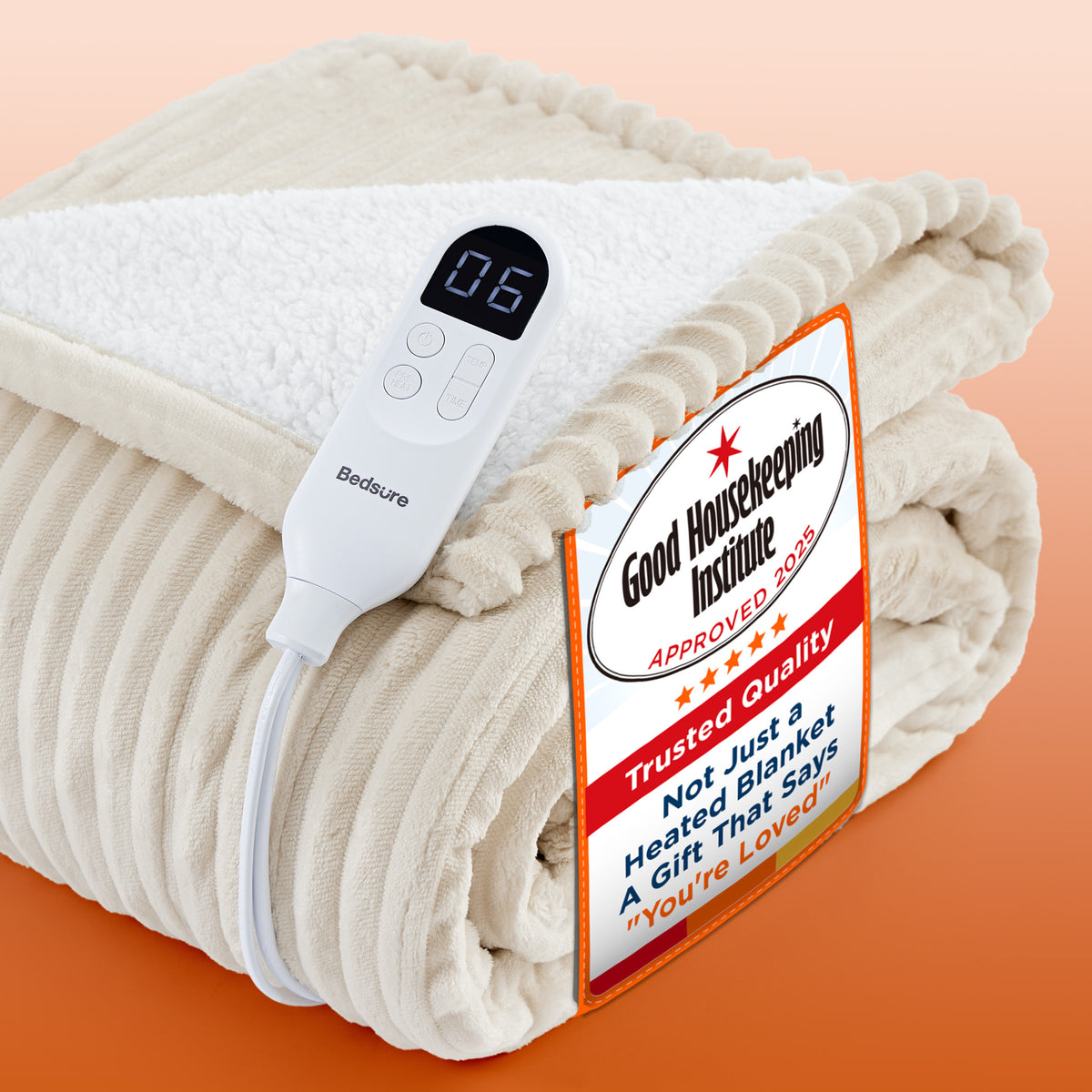 GentleSoft® Ribbed Flannel Heated Blanket
