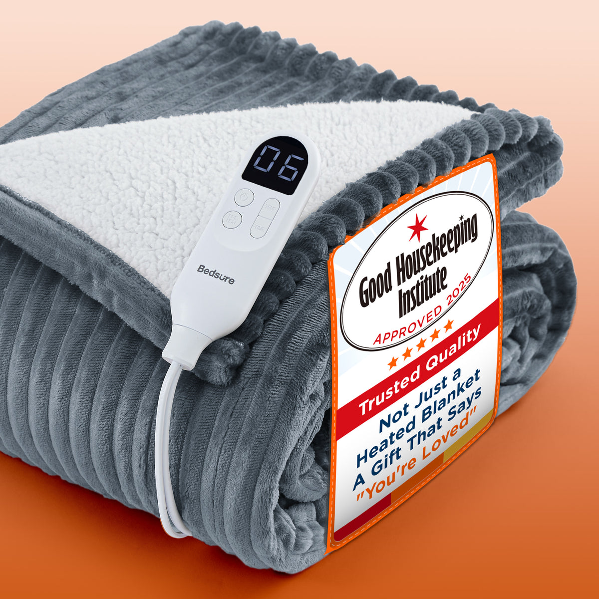 GentleSoft® Ribbed Flannel Heated Blanket